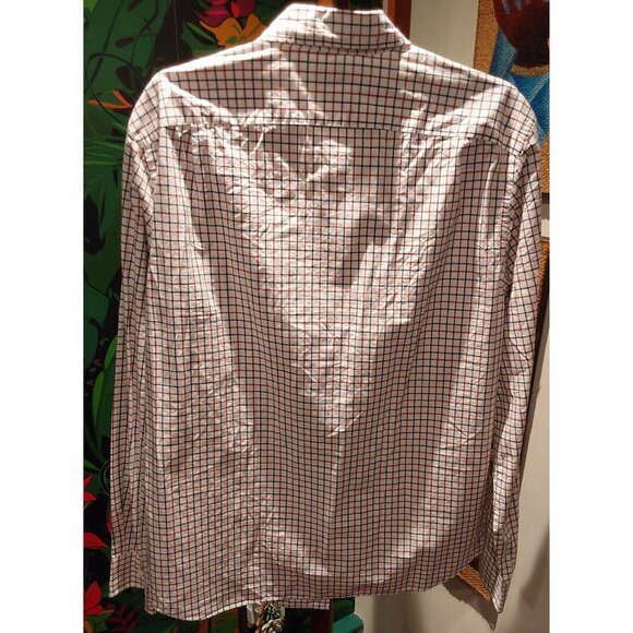 J Crew Men's Slim Cotton Buttondown Red, Bue, White Box Design. Size Large - Picture 11 of 12